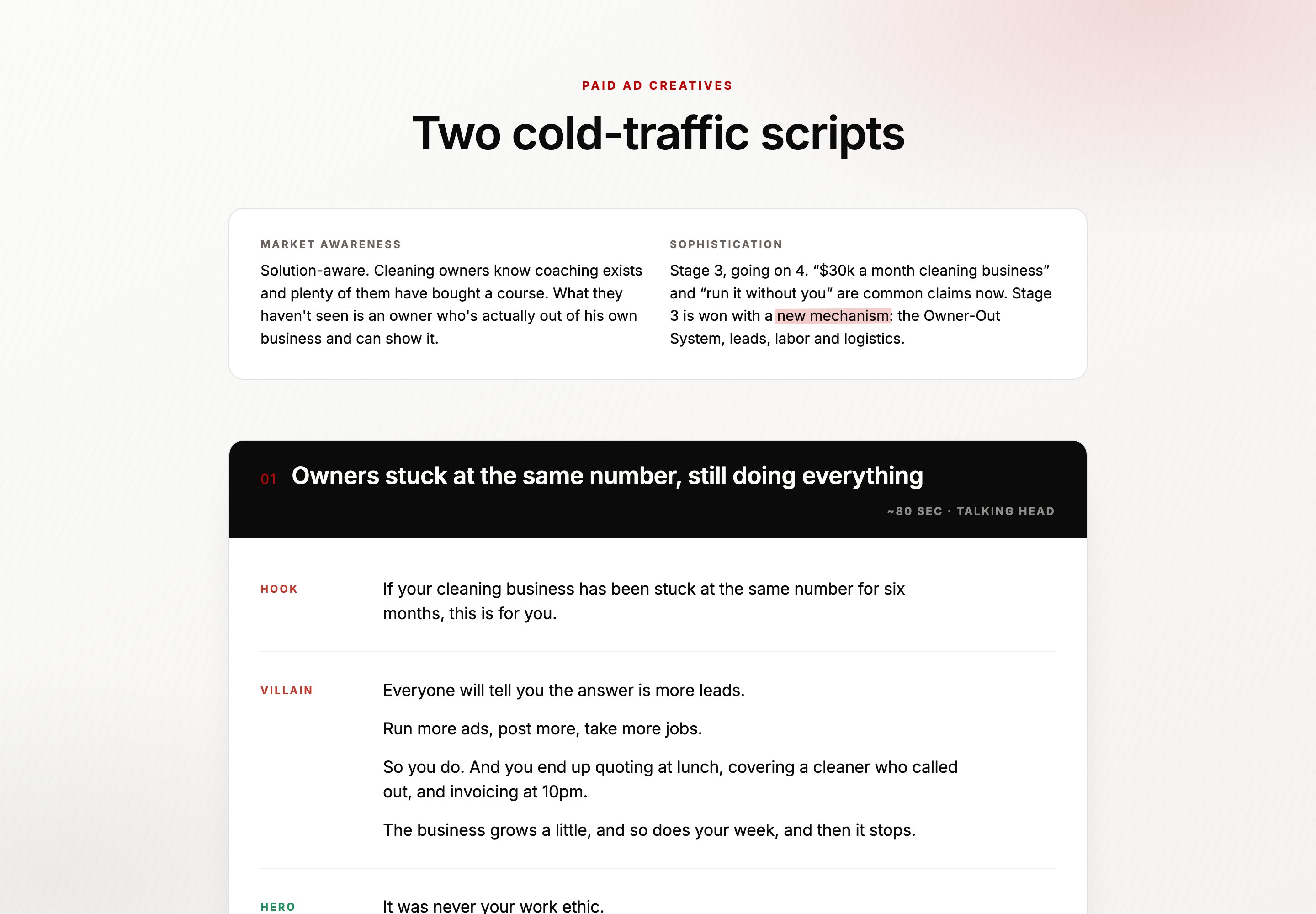 Ad creative scripts preview