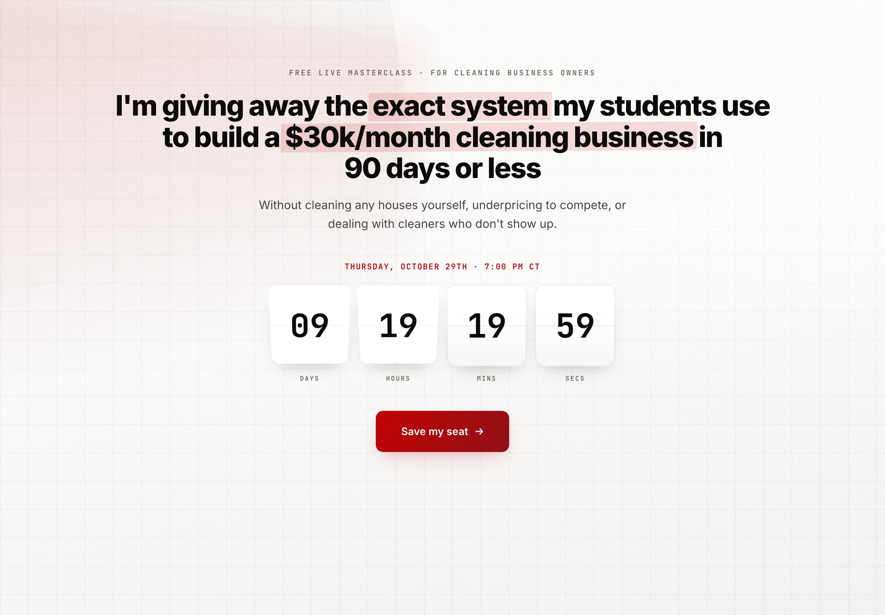 Registration page preview