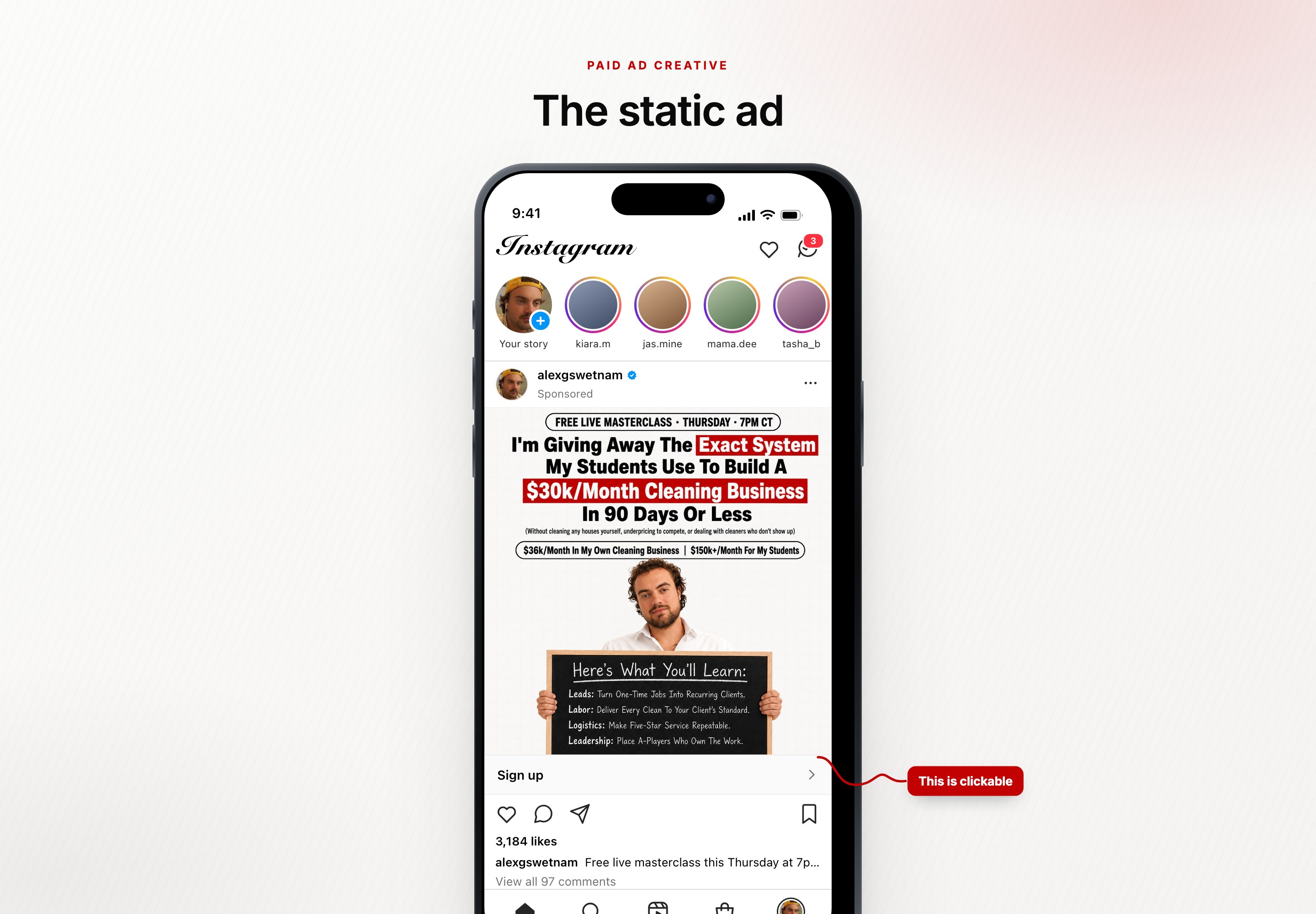 Static ad preview